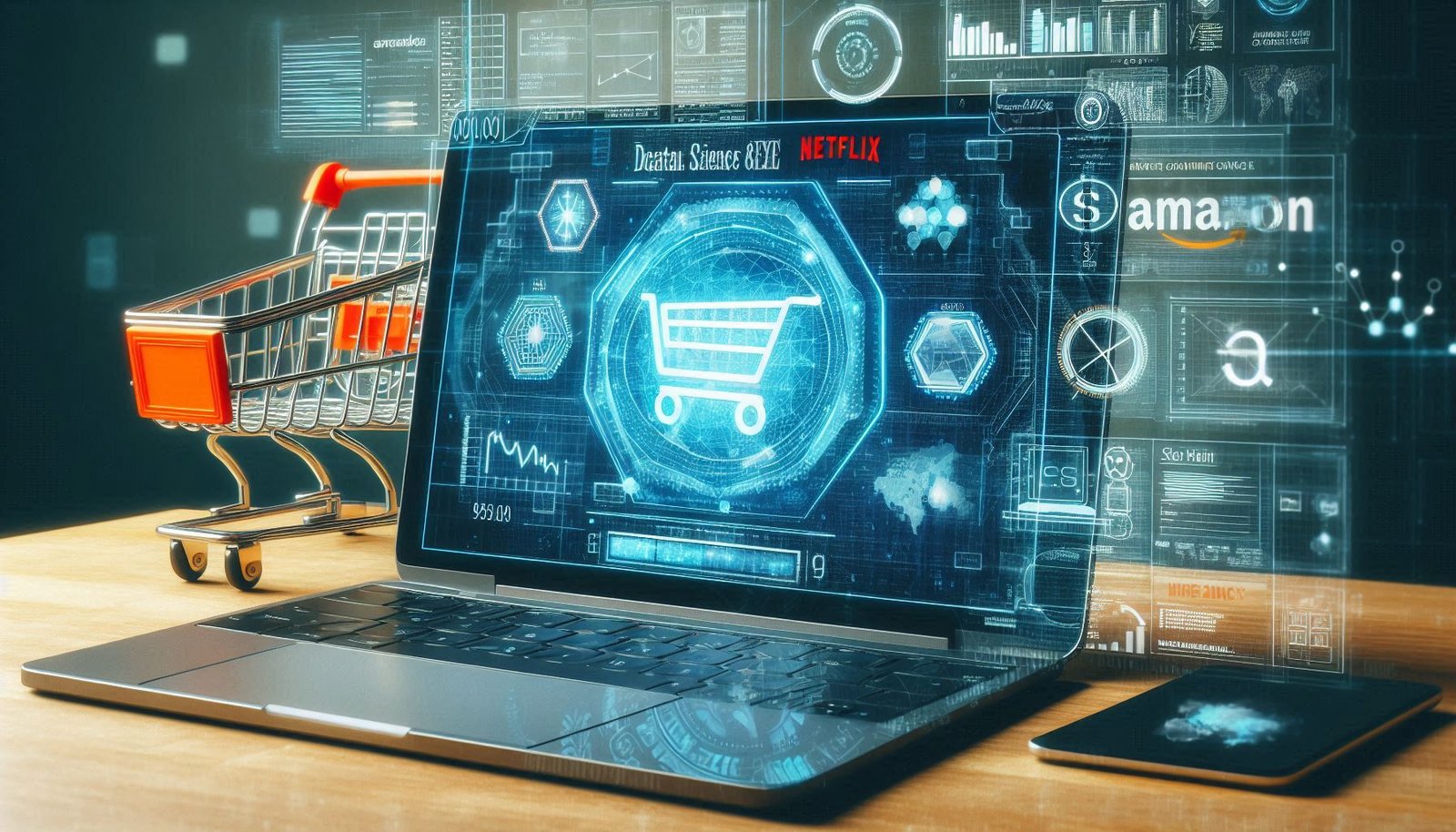 computador com site de venda e intelignência artificial